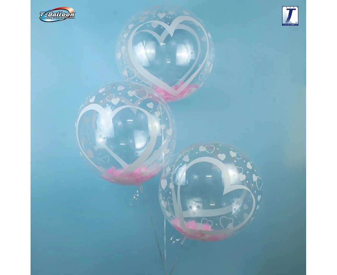 Balon Takara Bubble Balloon - Serca i serduszka, 400 mm/ 10 szt. (rozm. QL 18,5") KK